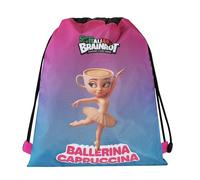 BRAINROT - Sacca Coulisse Ufficiale Brainrot, Zaino Coulisse, Tasca Posteriore con Zip, Spallacci con Sicurezza a Sgancio Rapido, 34x42h cm, Ideale per Tempo Libero, Ballerina Cappucina