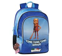 BRAINROT - Zaino Scuola Organizzato Ufficiale Brainrot, Zaino per Ragazzi con Retro e Fondo Termoformati, Spallacci Imbottiti e Regolabili, Interno Foderato con Tasca Zip, 32x43hx23 cm