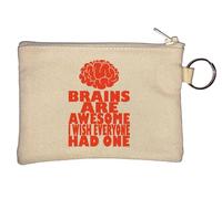 Brains are Awesome - Portamonete con divertente slogan cinico, colore: Beige, Beige, Taglia unica