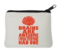 Brains are Awesome - Portamonete in neoprene con slogan cinico, 10 x 11 cm, colore: Bianco, bianco, Taglia unica