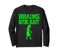 Brains Before Beauty Halloween Zombie Maglia a Manica