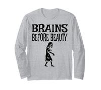 Brains Before Beauty Halloween Zombie Maglia a Manica