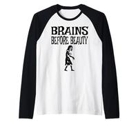 Brains Before Beauty Halloween Zombie Maglia con Maniche Raglan
