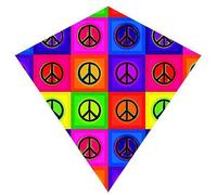 Brainstorm 25 Inch Peace ColorMax Nylon Diamond Kite with Line & Winder/Handle