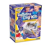 Brainstorm Toys Dazzling Dig Kit - Set di scavi da 17 pezzi con 12 vere pietre preziose, rocce e minerali | STEM Geology Kit con strumenti e borsa per riporre
