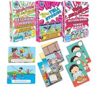 Brainy Bug Resources Flashcard narrative e grammaticali | Aggettivi in frasi, sequenze di verbi, sequenze di storie in 3 parti | Flashcard abilitate audio in tamil, punjabi, hindi, kannada, telugu