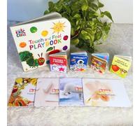 BrainyTots Mega Reader Combo | 1 Touch and Feel Play Book, 4 piccoli libri da tavola, 4 set di flashcard per bambini | Progettato per lo sviluppo del linguaggio, l'esplorazione sensoriale e la