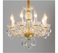 Braiton Lampadario in Vetro di Cristallo 8 Luci A Sospensione Trasparente Illuminazione A Soffitto Lampadari Classici A Candela Vintage per Sala da Pranzo Apparecchio,d'oro