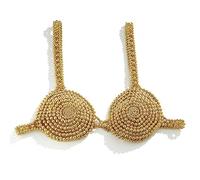 Bralette con catena toracica con perle, reggiseno superiore, gioielli per il corpo, per donne, adolescenti, regolabile, elegante costume da bagno, One Size, come descritto, come descritto