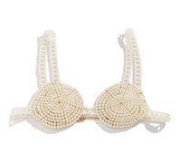 Bralette con catena toracica con perle, reggiseno superiore, gioielli per il corpo, per donne, adolescenti, regolabile, elegante costume da bagno, One Size, come descritto, come descritto