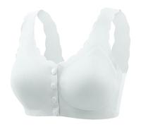 Bralette Donna - Intimo da Donna di Mezza età e Anziani Intimo di Grandi Dimensioni con Coppa Grande Reggiseno con Bottoni Anteriori a Coppa Piena Sottile (Blue L)