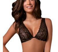 Bralette reggiseno in pizzo a balconcino leggermente imbottito coppa B con ferretto (4, Nero)
