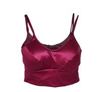 Bralette Top in raso stretch con coppe estraibili Tramonte R.240 rubino e nero