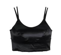 Bralette Top in raso stretch con coppe estraibili Tramonte R.240 rubino e nero