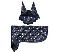 Brama West HKM Hobby Horse Set - Coperta e cuffia per mosche della serie HKM Print - perfetto per hobby Horsing & tornei (Navy con stelle)