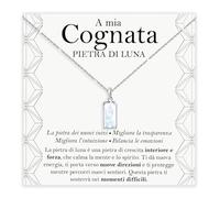 Bramart Collana Cognata Pietra di Luna Regali per lei in Argento Sterling 925 Idea Regalo per Natale Compleanno Collane cognate - Cofanetto DEDICA incluso. (Luna Cognata)