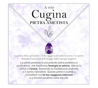 Bramart Collana Cugina Pietra Ametista Regali per lei Idea Regalo per cugine Argento Oro Natale Compleanno Motivazionale - Cofanetto con DEDICA incluso (Pietra Ametista Cugina arg)