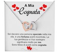 Bramart Collana Donna A Mia Cognata Ti voglio un Mondo di Bene Finitura Argento, Oro Idee Regali per lei Compleanno, Natale - Cofanetto con DEDICA incluso (A Mia Cognata)