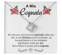 Bramart Collana Donna A Mia Cognata Ti voglio un Mondo di Bene Finitura Argento, Oro Idee Regali per lei Compleanno, Natale - Cofanetto con DEDICA incluso (A Mia Cognata 2)