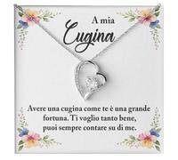 Bramart Collana Donna A mia Cugina Idea regalo per lei Finitura in Argento, Oro Gioiello Compleanno Idee Regali Ciondolo - Cofanetto con DEDICA incluso (A mia Cugina - 2)