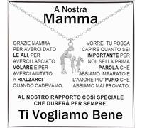 Bramart Collana Donna A Mia Mamma con Figli Festa della Mamma Idea Regalo per Lei Finitura in Argento, Oro Gioiello Madre - Cofanetto con DEDICA incluso