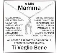 Bramart Collana Donna A mia Mamma con figlio Festa della Mamma Idea regalo per lei Finitura in Argento, Oro Gioiello Madre - Cofanetto con DEDICA incluso (Mamma e Figlio)