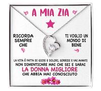 Bramart Collana Donna A Mia Zia Ti voglio un Mondo di Bene Argento Idee Regali per lei Compleanno o Natale - Cofanetto con DEDICA incluso (Zia - 1, Finitura Oro Bianco 14k)