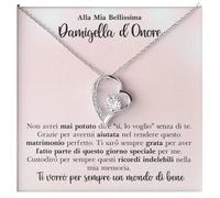 Bramart Collana Donna Alla mia Damigella Ti voglio un Mondo di Bene Finitura Argento, Oro Idee Regali per lei Compleanno, Natale - Cofanetto con DEDICA incluso (Damigella 4)