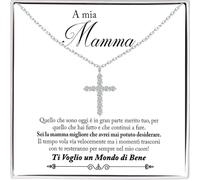 Bramart Collana Donna Argento Sterling 925 con Zirconia Cubica A mia Mamma Finitura in Oro, Regalo per lei - Cofanetto con DEDICA incluso (Mamma - Argento Sterling)