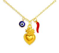 Bramart Collana Donna ciondolo Cuore Sacro - Città di Napoli Idea regalo per lei Finitura in Oro, Per Amanti della Tradizione Napoletana e Partenopea - Cofanetto incluso (Collana Donna - Cuore Sacro)