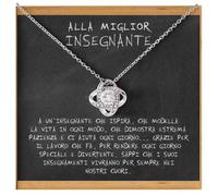 Bramart Collana Donna Maestra Regalo Insegnante Argento Idee Regali per lei Dedica Natale Fine anno scuola - Cofanetto con DEDICA incluso (Argento - Insegnante)