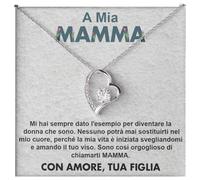 Bramart Collana Donna Mamma Idea regalo per lei Finitura in Argento, Oro Gioiello Madre Idee Regali Festa della Mamma Ciondolo - Cofanetto con DEDICA incluso (A mia Mamma)