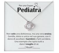 Bramart Collana Donna Pediatra Idea regalo per lei Finitura in Argento o Oro, Idee Regali Ciondolo a Cuore per Pediatre professioniste - Cofanetto con DEDICA incluso (Pediatra 2)