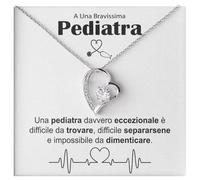 Bramart Collana Donna Pediatra Idea regalo per lei Finitura in Argento o Oro, Idee Regali Ciondolo a Cuore per Pediatre professioniste - Cofanetto con DEDICA incluso (Pediatra 1)