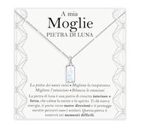 Bramart Collana Moglie Pietra di Luna Regali per lei in Argento Sterling 925 Idea Regalo per Natale Compleanno Collane fidanzate - Cofanetto DEDICA incluso. (Luna Moglie)