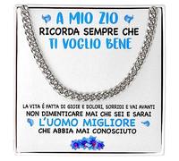 Bramart Collana Uomo A mio Zio Ti voglio un mondo di bene - Idee Regali per lui per Natale compleanno - Cofanetto con DEDICA incluso