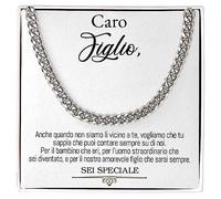 Bramart Collana Uomo Caro figlio nipote sei speciale amore idea regalo - Idee Regali per lui per Natale compleanno - Cofanetto con DEDICA incluso