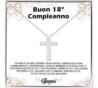 Bramart Collana Uomo Croce Argento Sterling 925 Idea Regalo 18 Anni Finitura in Oro, Idee Regali per lui Festa Evento speciale - Cofanetto con DEDICA incluso (18 Anni)