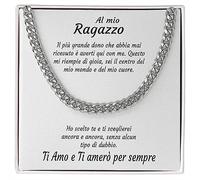 Bramart Collana Uomo Marito Fidanzato Ragazzo sei speciale Ti amo tanto - Idee Regali per lui per Natale anniversario - Cofanetto con DEDICA incluso (Grigio - Ragazzo, Acciaio inossidabile)