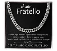 Bramart Collana Uomo Per Fratello o Migliore Amico Ti voglio un mondo di bene - Idee Regali per lui per Natale compleanno - Cofanetto con DEDICA incluso