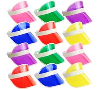 BRAMBLE! 12 Visiere Parasole Neon, Transparente - Donna e Uomo, Sun Visor cap per Pub, Golf, Tennis