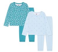 Bramble & Bear (Confezione da 2) Pigiama a maniche lunghe per bambini e ragazzi - Set di pigiami delicati in cotone biologico 2-10 anni - Comodi, morbidi e confortevoli, Bruno e verde acqua, 4-6 anni