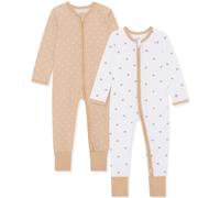 Bramble & Bear Confezione da 2 Tutine per Bambini e Bambine, Pigiami in Cotone Biologico, Tutine con Zip Intera e Facile Accesso, Rovo & Biscotto, 6-9 Mesi