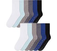 Bramble & Bear confezione da 6/12 Calzini unisex per bambini, Calzini antiscivolo con struttura in morbido cotone, Blu e rosa assortiti in taglie da 0 a 5 anni, Blu assortito (12 pezzi), 6-12 mesi