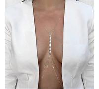 Bramian Crystal Body Chain Reggiseno d'argento Sexy strass Bikini Body Jewelry Catene per donne e ragazze, 1.0 unità