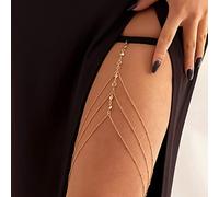 Bramian Sexy Multi-strato Cristallo Gamba Catena Corpo Gioielli Spiaggia Gamba Catena Elastico Catena Coscia Bikini Accessori Corpo Gioielli per Le Donne (B)