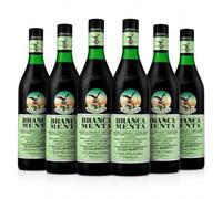 Branca Menta - Liquore Amaro alla Menta, Fresco e Balsamico, Bottiglia da 1 Litro, Confezione da 6 Bottiglie.