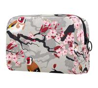 Branch of Blooming Cherry Cosmetic Makeup Bag Piccola borsa da viaggio con cerniera Borsa da toilette portatile Organizer per trucco per donne ragazze, Multicolore 01, 18.5x7.5x13cm/7.3x3x5.1in