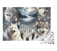 Branco di Lupi Acchiappasogni Puzzle 1000 Pezzi Carta Adulti Paesaggio Gioco di Puzzle 1000 Pezzi Decorazione Casa 38x26cm/1000pcs