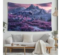 Branco di lupi cartone animato Arazzo da Parete Montagne da sogno Arazzo da Parete Grande Utilizzato in Camera da Letto Soggiorno Copriletto Decorazione Murale 230x210